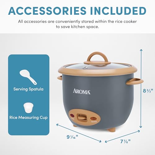 AROMA® 6-Cup (Cooked) One-Touch Pot Style Rice Cooker with CoreCoat™ PFAS-Free Nonstick Ceramic Surface (1.5 Quarts) - My Kitchen Products