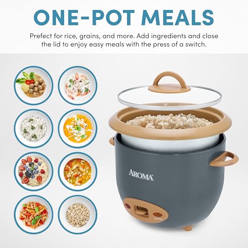 AROMA® 6-Cup (Cooked) One-Touch Pot Style Rice Cooker with CoreCoat™ PFAS-Free Nonstick Ceramic Surface (1.5 Quarts) - My Kitchen Products