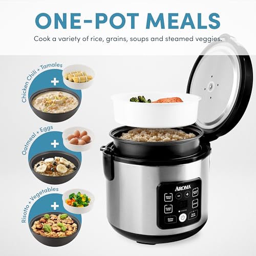 AROMA® CoreCoat™ Digital Rice Cooker & Steamer for Brown Rice with Nonstick Ceramic Coating (8 Cups Cooked, 4 Cups Uncooked) - My Kitchen Products