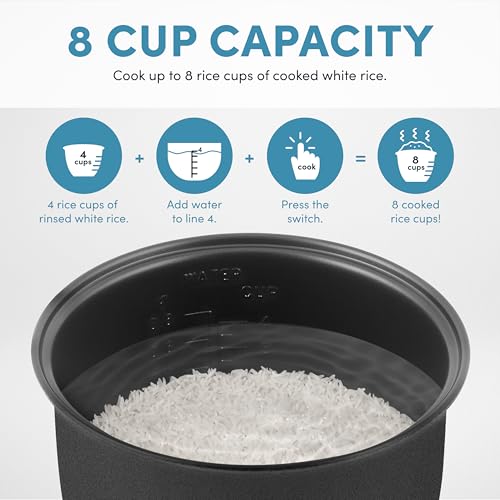 AROMA® CoreCoat™ Digital Rice Cooker & Steamer for Brown Rice with Nonstick Ceramic Coating (8 Cups Cooked, 4 Cups Uncooked) - My Kitchen Products