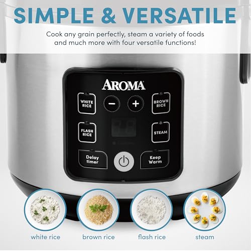 AROMA® CoreCoat™ Digital Rice Cooker & Steamer for Brown Rice with Nonstick Ceramic Coating (8 Cups Cooked, 4 Cups Uncooked) - My Kitchen Products