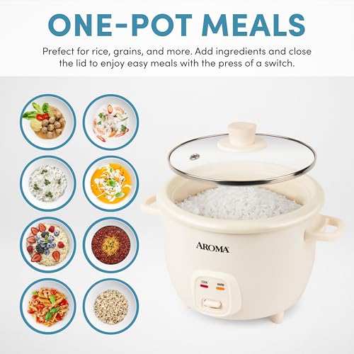 AROMA CoreCoat Pot-Style Rice Cooker with One-Touch Control and Non-Stick Ceramic Coating (6 Cups Cooked, 3 Cups Uncooked) - My Kitchen Products