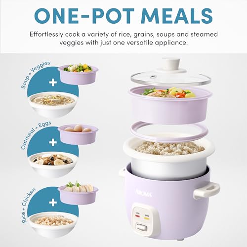 AROMA® CoreCoat Rice Cooker with Pop-Up Food Steaming Basket (4 Cups Cooked, 2 Cups Uncooked, 1 Qt) - My Kitchen Products