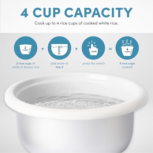 AROMA® CoreCoat Rice Cooker with Pop-Up Food Steaming Basket (4 Cups Cooked, 2 Cups Uncooked, 1 Qt) - My Kitchen Products