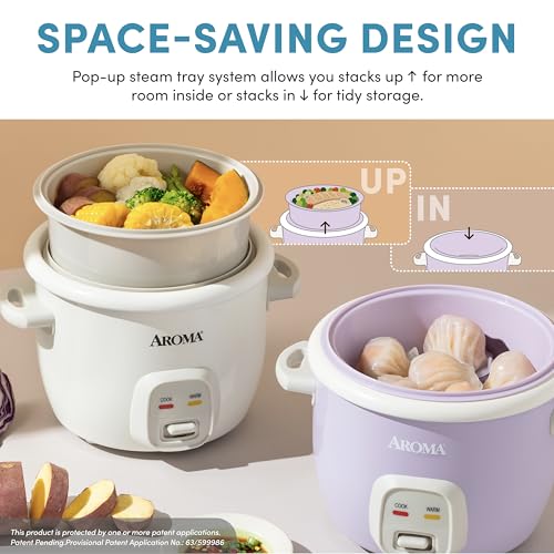 AROMA® CoreCoat Rice Cooker with Pop-Up Food Steaming Basket (4 Cups Cooked, 2 Cups Uncooked, 1 Qt) - My Kitchen Products