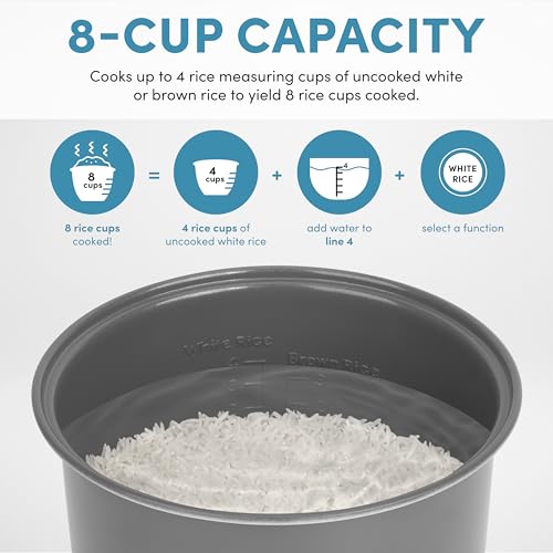 AROMA Digital Rice Cooker, 4-Cup (Uncooked) / 8-Cup (Cooked), Steamer, Grain Cooker, Multicooker, 2 Qt, Stainless Steel Exterior, ARC-914SBD - My Kitchen Products