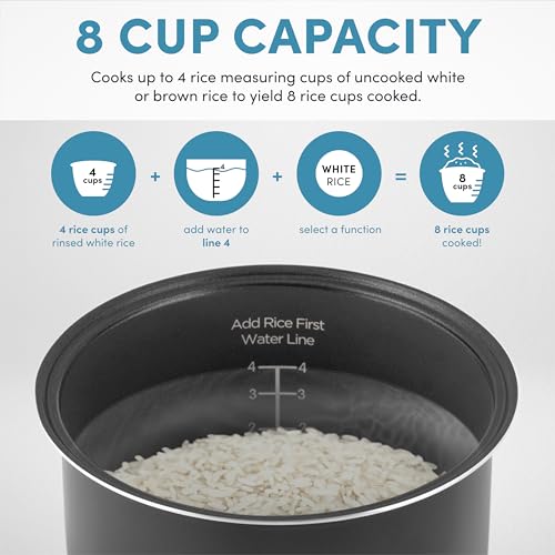AROMA Digital Rice Cooker, 4-Cup (Uncooked) / 8-Cup (Cooked), Steamer, Multicooker, Slow Cooker, Oatmeal Cooker, Auto Keep Warm, 2 Qt, Stainless Steel Exterior - My Kitchen Products