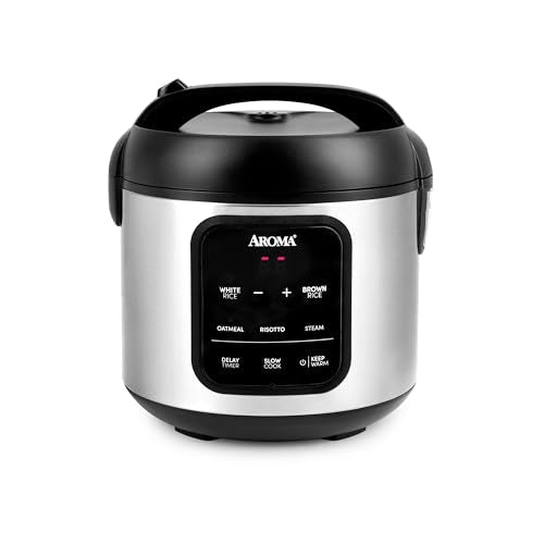AROMA Digital Rice Cooker, 4-Cup (Uncooked) / 8-Cup (Cooked), Steamer, Multicooker, Slow Cooker, Oatmeal Cooker, Auto Keep Warm, 2 Qt, Stainless Steel Exterior - My Kitchen Products