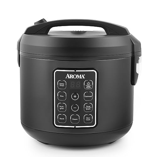 AROMA® Digital Rice Cooker, Multicooker, 6-Cup (Uncooked) / 12-Cup (Cooked), Steamer, Slow Cooker, Oatmeal Cooker, Grain Cooker, Auto Keep Warm, 3 Qt, Black, ARC-966BD - My Kitchen Products