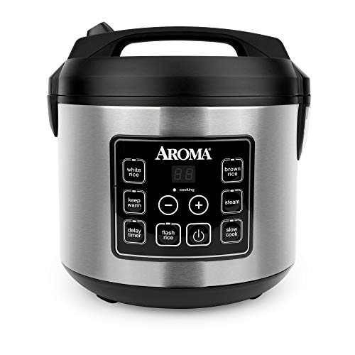 Aroma Housewares 20 Cup Cooked (10 cup uncooked) Digital Rice Cooker, Slow Cooker, Food Steamer, SS Exterior (ARC-150SB),Black - My Kitchen Products