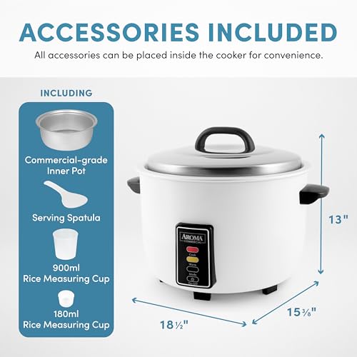 Aroma Housewares 60-Cup (Cooked) (30-Cup UNCOOKED) Commercial Rice Cooker (ARC-1033E),White - My Kitchen Products