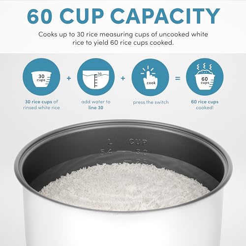 Aroma Housewares 60-Cup (Cooked) (30-Cup UNCOOKED) Commercial Rice Cooker, Stainless Steel Exterior (ARC-1130S), Silver - My Kitchen Products