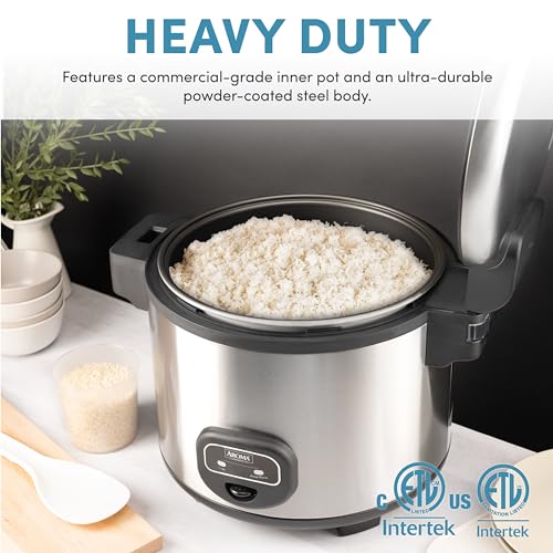 Aroma Housewares 60-Cup (Cooked) (30-Cup UNCOOKED) Commercial Rice Cooker, Stainless Steel Exterior (ARC-1130S), Silver - My Kitchen Products