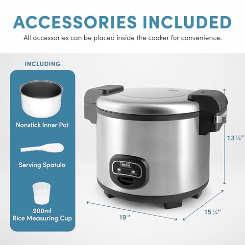 Aroma Housewares 60-Cup (Cooked) (30-Cup UNCOOKED) Commercial Rice Cooker, Stainless Steel Exterior (ARC-1130S), Silver - My Kitchen Products