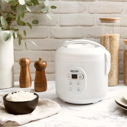 Aroma Housewares 8-Cup (Cooked) (4-Cup UNCOOKED) Digital Rice Cooker and Food Steamer (ARC-914D),White - My Kitchen Products