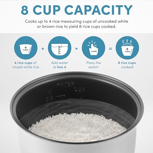 Aroma Housewares 8-Cup (Cooked) (4-Cup UNCOOKED) Digital Rice Cooker and Food Steamer (ARC-914D),White - My Kitchen Products