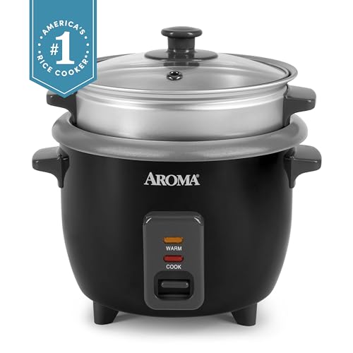 Aroma Housewares ARC-363-1NGB 3 Uncooked/6 Cups Cooked Rice Cooker, Steamer, Multicooker, 2-6 cups, Black - My Kitchen Products