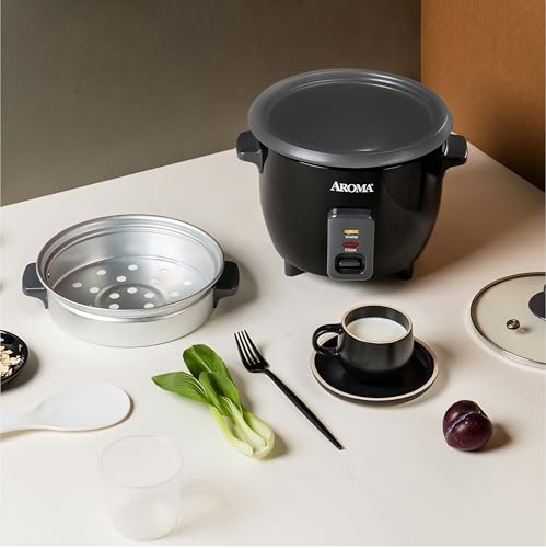 Aroma Housewares ARC-363-1NGB 3 Uncooked/6 Cups Cooked Rice Cooker, Steamer, Multicooker, 2-6 cups, Black - My Kitchen Products