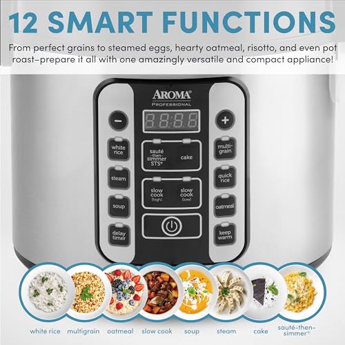 Aroma Housewares AROMA® Professional 20-Cup (Cooked) / 5Qt. Digital Rice Cooker, Steamer, and Slow Cooker Pot with 10 Smart Cooking Modes, Including Sauté-then-Simmer® - My Kitchen Products