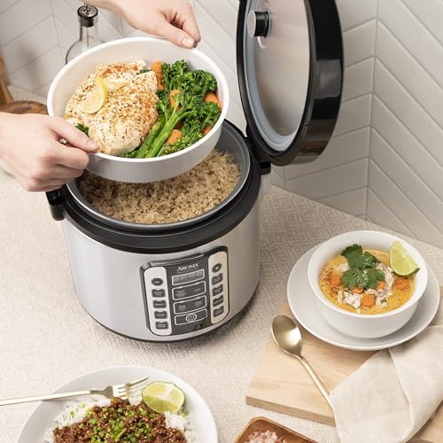 Aroma Housewares AROMA® Professional 20-Cup (Cooked) / 5Qt. Digital Rice Cooker, Steamer, and Slow Cooker Pot with 10 Smart Cooking Modes, Including Sauté-then-Simmer® - My Kitchen Products