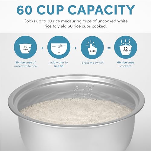 Aroma Housewares Commercial 60-Cup (Cooked) / 14Qt. Rice & Grain Cooker (ARC-1430E), White - My Kitchen Products