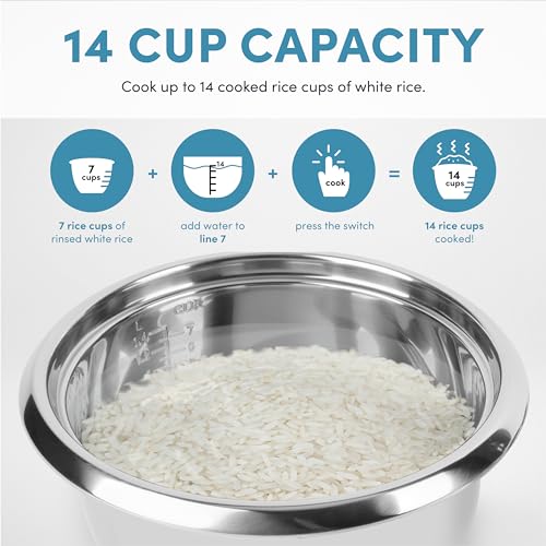 Aroma Housewares Select Stainless Rice Cooker & Warmer with Uncoated Inner Pot, 14-Cup(cooked) / 3Qt, ARC-757SG - My Kitchen Products