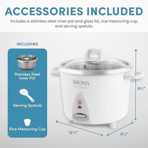 Aroma Housewares Select Stainless Rice Cooker & Warmer with Uncoated Inner Pot, 14-Cup(cooked) / 3Qt, ARC-757SG - My Kitchen Products