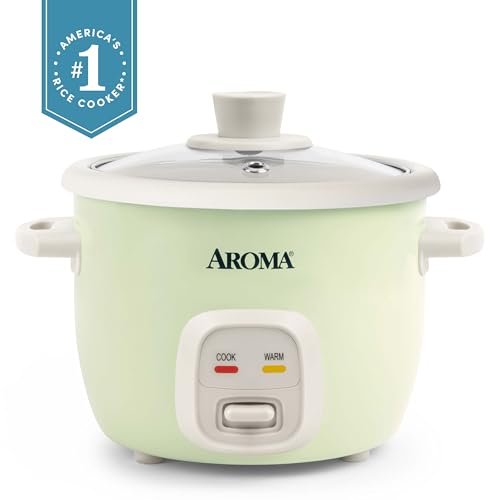 AROMA® Mini Rice Cooker, 2-Cup (Uncooked) / 4-Cup (Cooked), Grain Cooker, Soup Maker, Oatmeal Cooker, Auto Keep Warm, 1 Qt, Light Green - My Kitchen Products