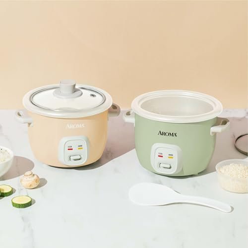 AROMA® Mini Rice Cooker, 2-Cup (Uncooked) / 4-Cup (Cooked), Grain Cooker, Soup Maker, Oatmeal Cooker, Auto Keep Warm, 1 Qt, Light Green - My Kitchen Products