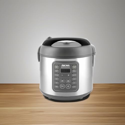 AROMA Professional Digital Rice Cooker, 10-Cup (Uncooked) / 20-Cup (Cooked), Multicooker, Slow Cooker, Steamer, Oatmeal Cooker, Egg Cooker, STS, 5 Qt, Gray, ARC-5200SG - My Kitchen Products