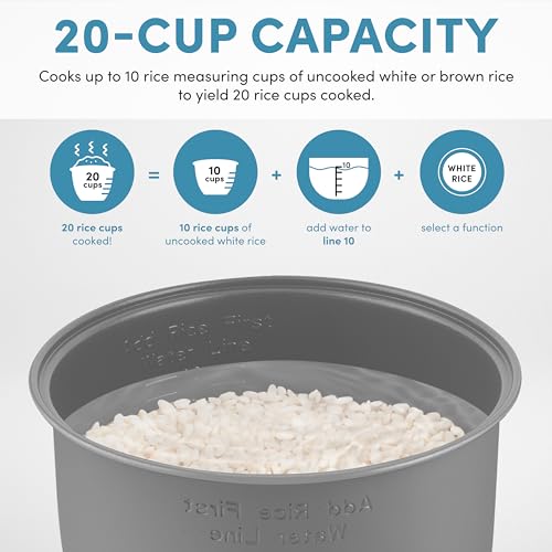 AROMA Professional Digital Rice Cooker, 10-Cup (Uncooked) / 20-Cup (Cooked), Multicooker, Slow Cooker, Steamer, Oatmeal Cooker, Egg Cooker, STS, 5 Qt, Gray, ARC-5200SG - My Kitchen Products