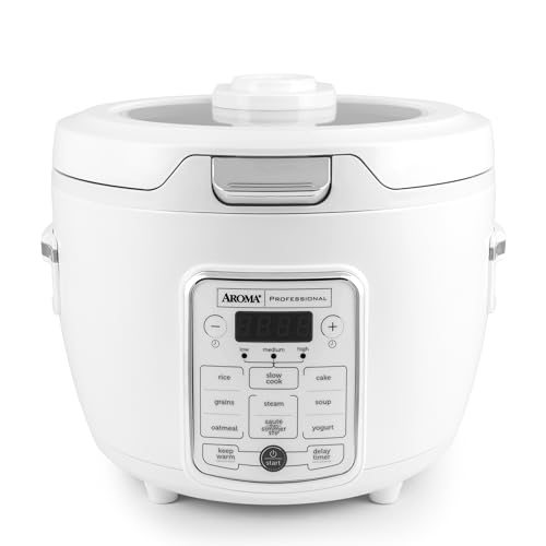 AROMA® Professional Digital Rice Cooker, 10-Cup (Uncooked) / 20-Cup (Cooked), Slow Cooker, Multicooker, Steamer, Oatmeal Cooker, Auto Keep Warm, Sauté-then-Simmer®, 4 Qt, White, ARC-1230W - My Kitchen Products