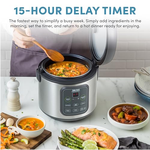 AROMA Professional Digital Rice Cooker, Multicooker, 4-Cup (Uncooked) / 8-Cup (Cooked), Steamer, Slow Cooker, Grain Cooker, 2Qt, Stainless Steel Exterior, ARC-994SG - My Kitchen Products
