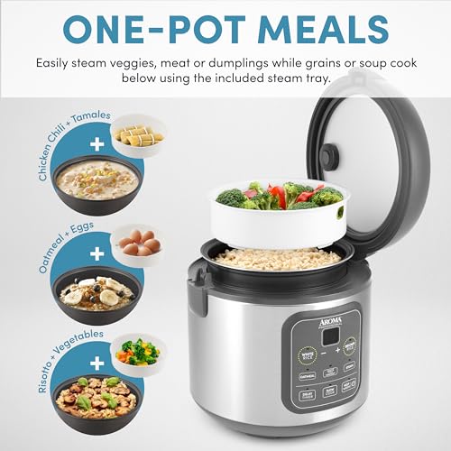 AROMA Professional Digital Rice Cooker, Multicooker, 4-Cup (Uncooked) / 8-Cup (Cooked), Steamer, Slow Cooker, Grain Cooker, 2Qt, Stainless Steel Exterior, ARC-994SG - My Kitchen Products