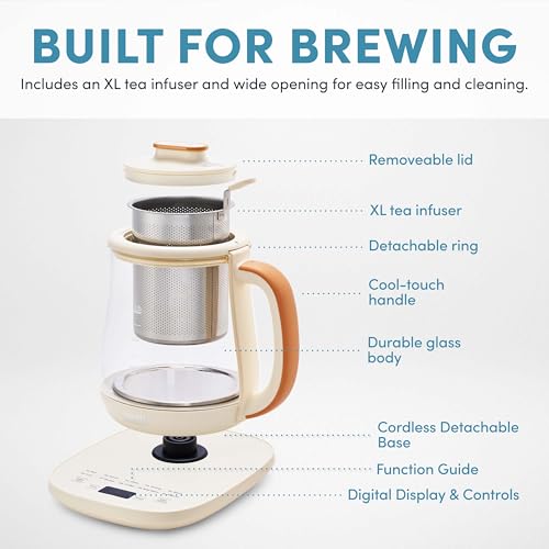 AROMA® Professional Infusion Glass Electric Tea Kettle with Temperature Control and 10 Preset Modes (6 Cups, 1.5 Liters) - My Kitchen Products