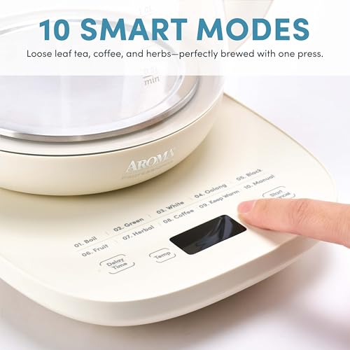 AROMA® Professional Infusion Glass Electric Tea Kettle with Temperature Control and 10 Preset Modes (6 Cups, 1.5 Liters) - My Kitchen Products