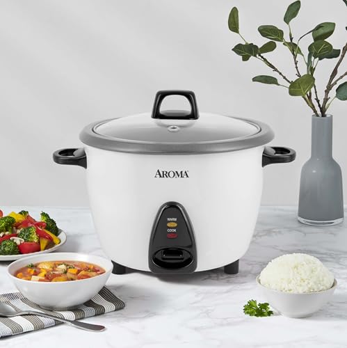 AROMA Rice Cooker, 10-Cup (Uncooked) / 20-Cup (Cooked), Steamer, Auto Keep Warm, Soup Maker, Oatmeal Cooker, Large Rice Cooker, 5 Qt, White, ARC-360-NGP - My Kitchen Products