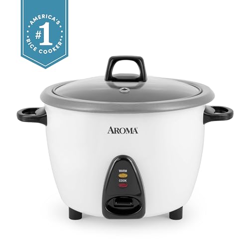 AROMA Rice Cooker, 10-Cup (Uncooked) / 20-Cup (Cooked), Steamer, Auto Keep Warm, Soup Maker, Oatmeal Cooker, Large Rice Cooker, 5 Qt, White, ARC-360-NGP - My Kitchen Products