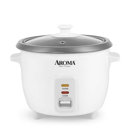AROMA® Rice Cooker, 3-Cup (Uncooked) / 6-Cup (Cooked), Small Rice Cooker, Oatmeal Cooker, Soup Maker, Auto Keep Warm, 1.5 Qt, White, ARC-363NG - My Kitchen Products