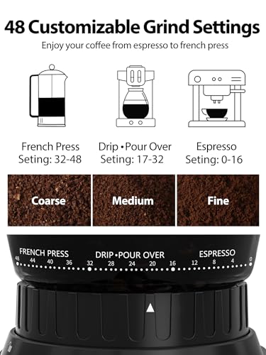 Aromaster Coffee Grinder,Coffee Bean Grinder,40 Seconds Adjustable Timer,Anti-static,Easy to Clean with Brush, Silver - My Kitchen Products