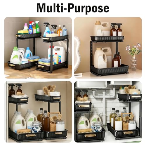 ARSTPEOE Under Sink Organizer - 2 Packs Multi-Purpose Pull-Out Storage Organizers, Slide out Pull out Cabinet Organizer Shelf, Storage for Kitchen Bathroom - My Kitchen Products