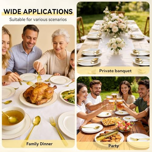 Artcochan 12 PCS Serving Utensils Gold, Stainless Steel Flatware Set Includes Large Serving Spoons, Slotted Spoons, Ladle, Forks, Tongs, Appetizers Tongs and Cake Server for Buffet Party Catering - My Kitchen Products