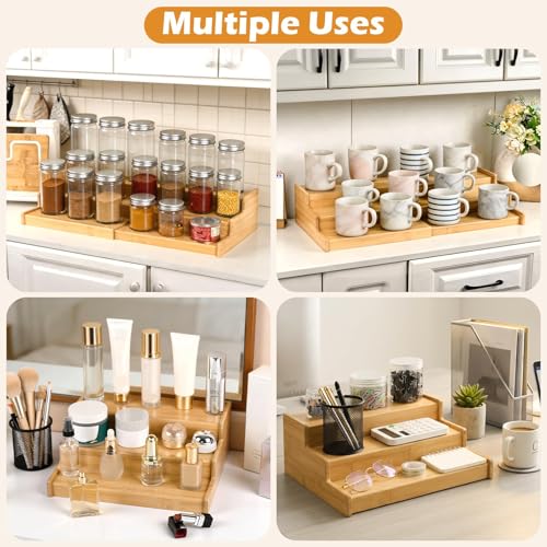 Artcochan 3 Tier Expandable Bamboo Can Rack Organizer for Pantry，Adjustable Pantry Organizers Holds Up to 24 Soda Cans,Canned Food Storage for Kitchen Cabinet Countertop - My Kitchen Products