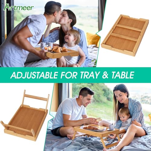 Artmeer Bed Tray Table with Folding Legs,Bamboo Breakfast in Bed for TV Table, Laptop Computer Tray,Eating,Snack Tray(Bamboo) - My Kitchen Products