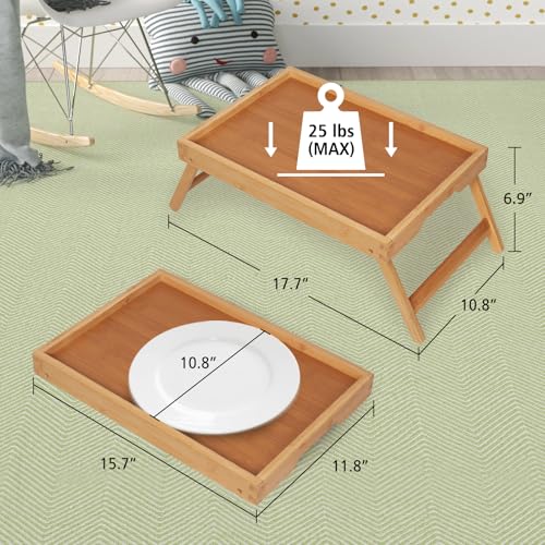 Artmeer Bed Tray Table with Folding Legs,Bamboo Breakfast in Bed for TV Table, Laptop Computer Tray,Eating,Snack Tray(Bamboo) - My Kitchen Products