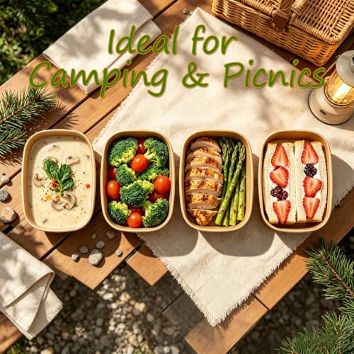 Artuxer 50 Pack 29Oz Disposable Meal Prep Containers With Lids and Forks-Disposable Kraft Paper Bowls-to go food containers-Microwavable and Freezer Safe Take Out Containers - My Kitchen Products