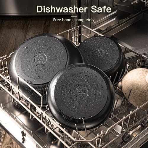 Astercook 21 Pcs Pots and Pans Set Non Stick, Ceramic Cookware Set Detachable Handle, RV Kitchen Cooking Set Removable Handles, Oven Safe, Induction Ready, Stackable, Black, Fathers Day Gift for Men - My Kitchen Products
