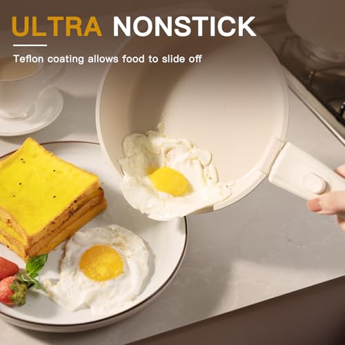 Astercook 23 Pcs Pots and Pans Set Non Stick, Ceramic Cookware Set Detachable Handle, RV Kitchen Cooking Set Removable Handles, Oven Safe, Induction Ready, Stackable, Cream, Fathers Day Gift for Men - My Kitchen Products