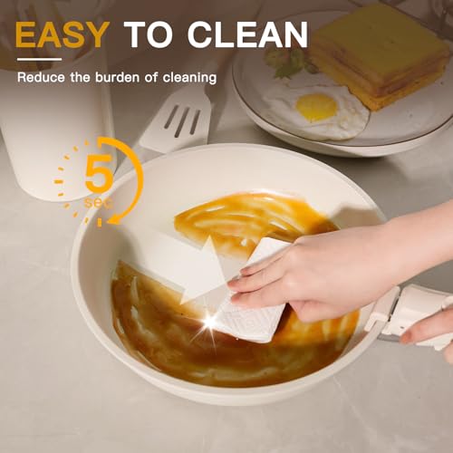 Astercook 23 Pcs Pots and Pans Set Non Stick, Ceramic Cookware Set Detachable Handle, RV Kitchen Cooking Set Removable Handles, Oven Safe, Induction Ready, Stackable, Cream, Fathers Day Gift for Men - My Kitchen Products