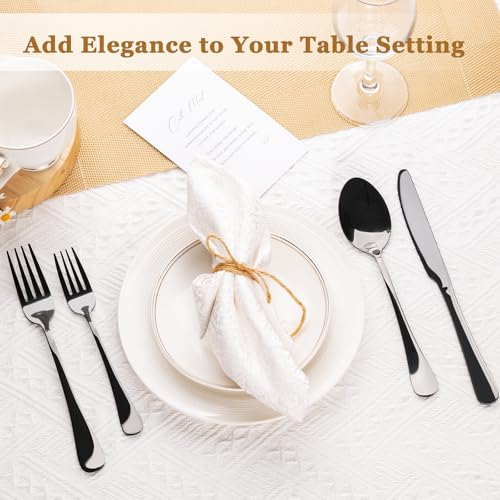 Astercook 24-Piece Black Silverware Set with Steak Knives Flatware Set for 4 Food-Grade Stainless Steel Cutlery Set Mirror Polished Utensils Set Include Spoons and Forks for Home Kitchen Restaurant - My Kitchen Products